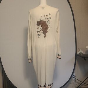 Chic Cream Cardigan with Leopard Design By Torrid